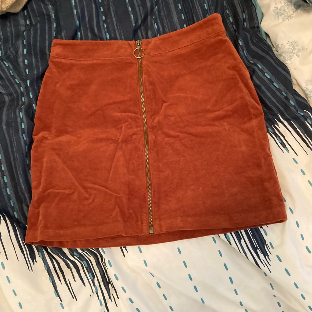 Corduroy Zip Up Skirt